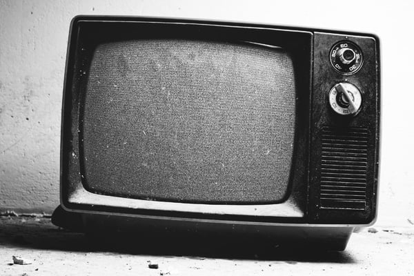 Black and white tv with white noise